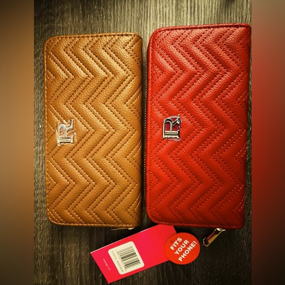 Set of two Rampage Brown & Red Wallet fits your phone NWT